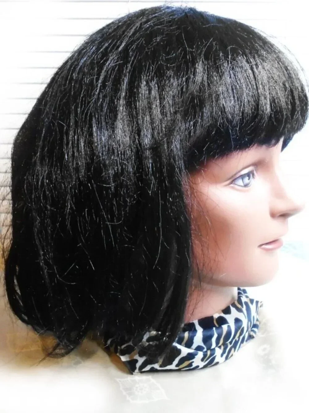 Black Hair Wig Longer Bob for 50s & 60s Styles, Indie Sleaze, Edgy Alternative